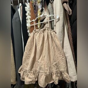 Zara corduroy beige ruffle dress